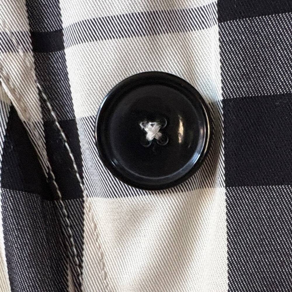 Merona Black and White Plaid Trench Coat.